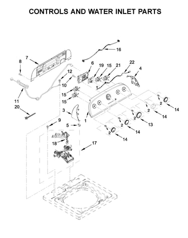 Controls and water inlet parts