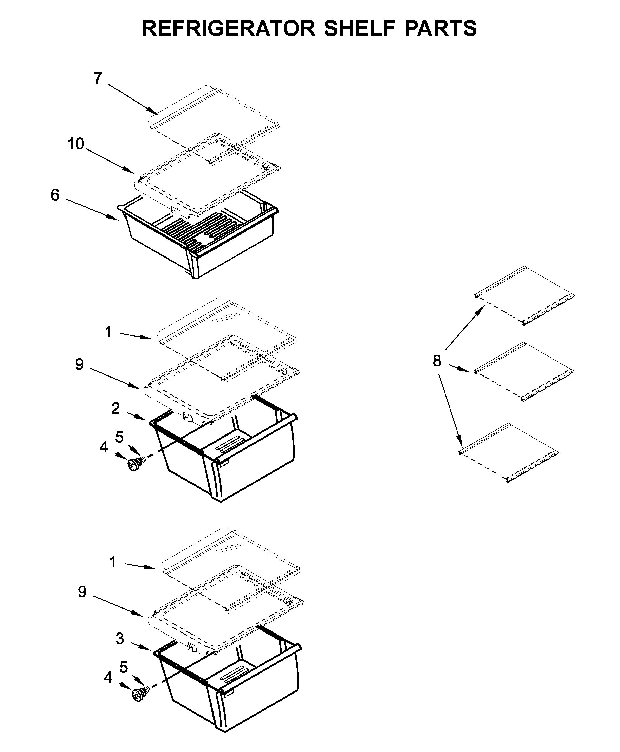 Refrigerator shelf parts