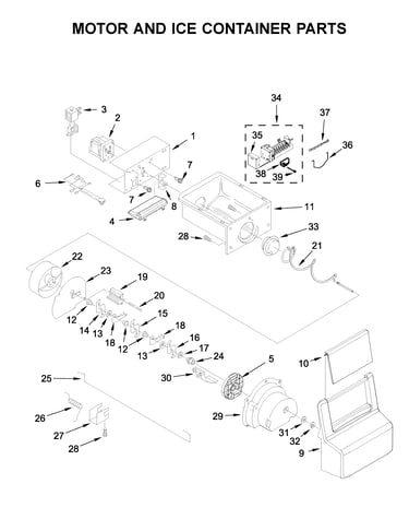 Motor and ice container parts