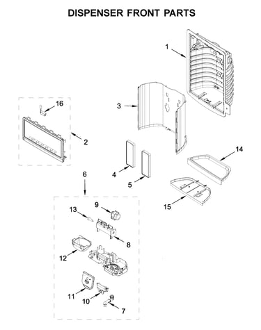 Dispenser front parts