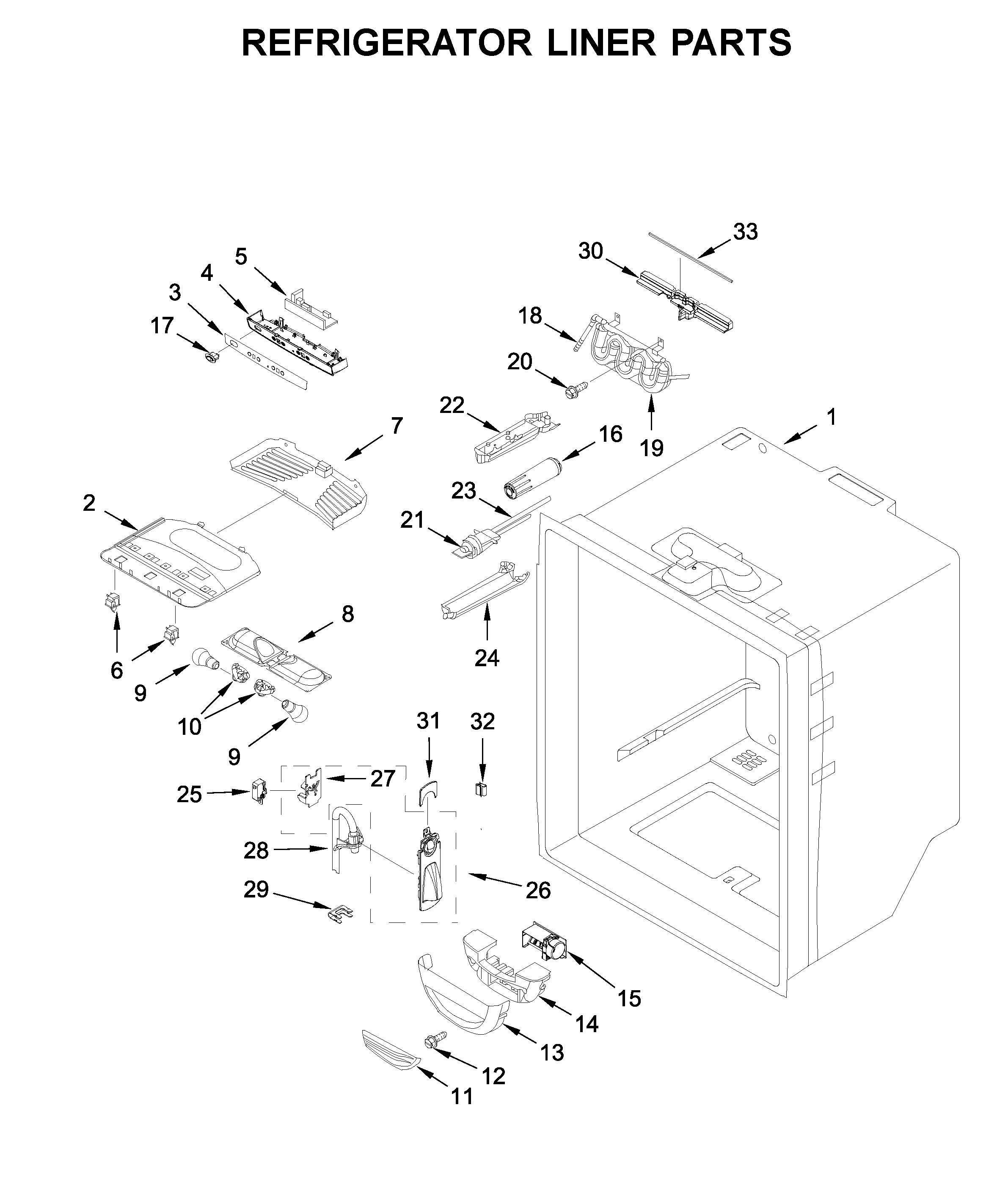 Refrigerator liner parts