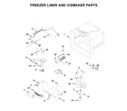 Whirlpool WRF535SWHV01 freezer liner and icemaker parts diagram