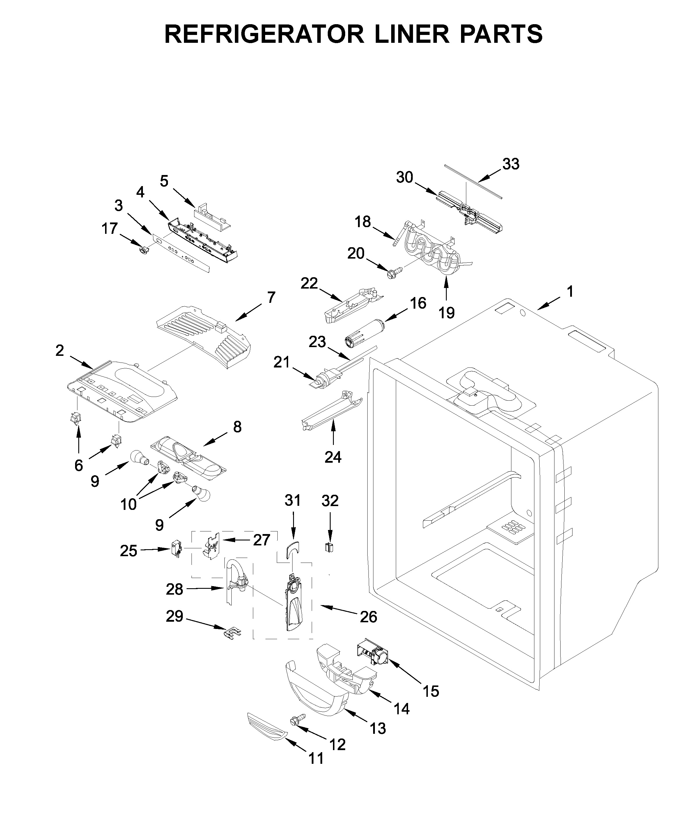Refrigerator liner parts