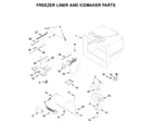 Whirlpool WRF532SMHV01 freezer liner and icemaker parts diagram