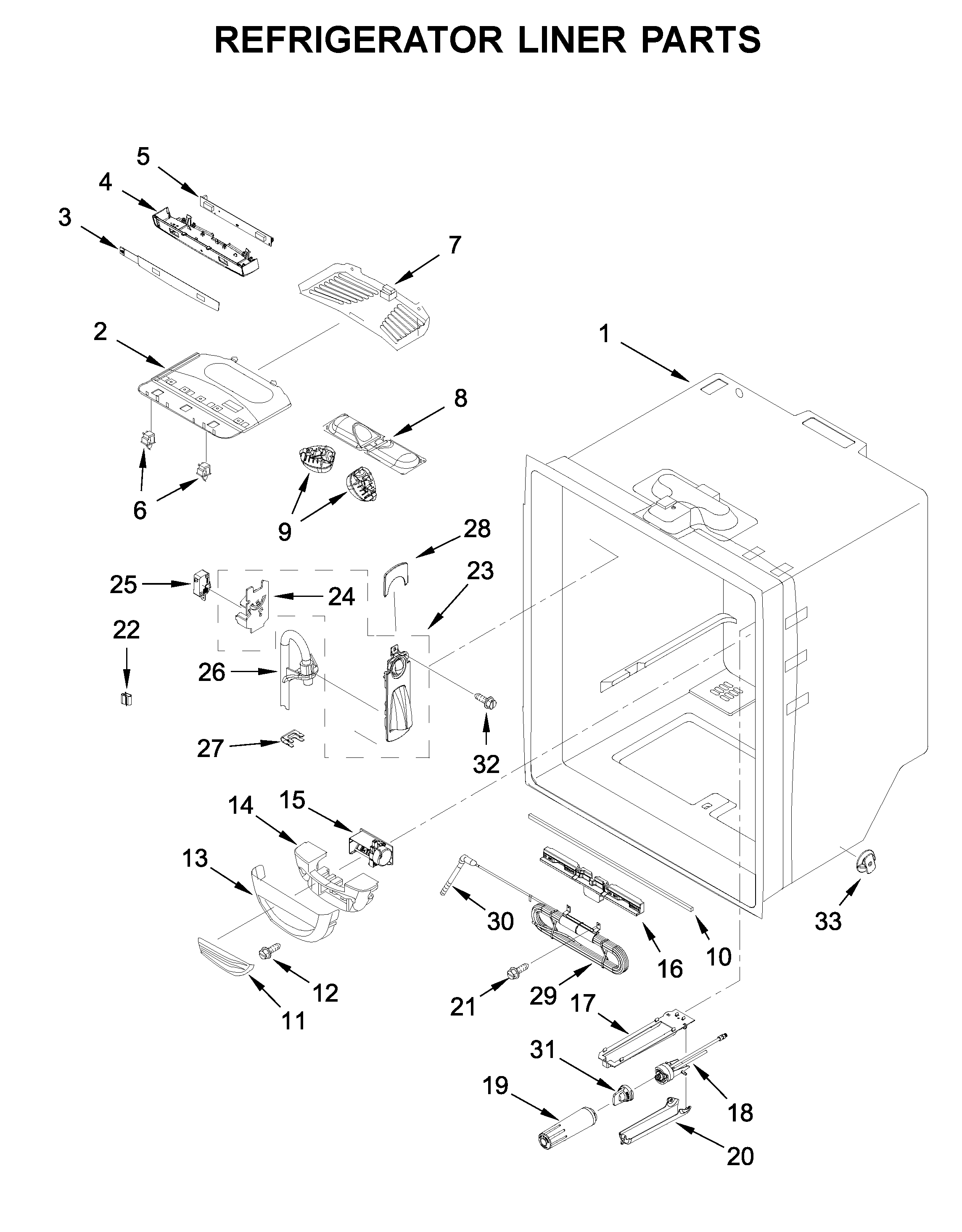 Refrigerator liner parts