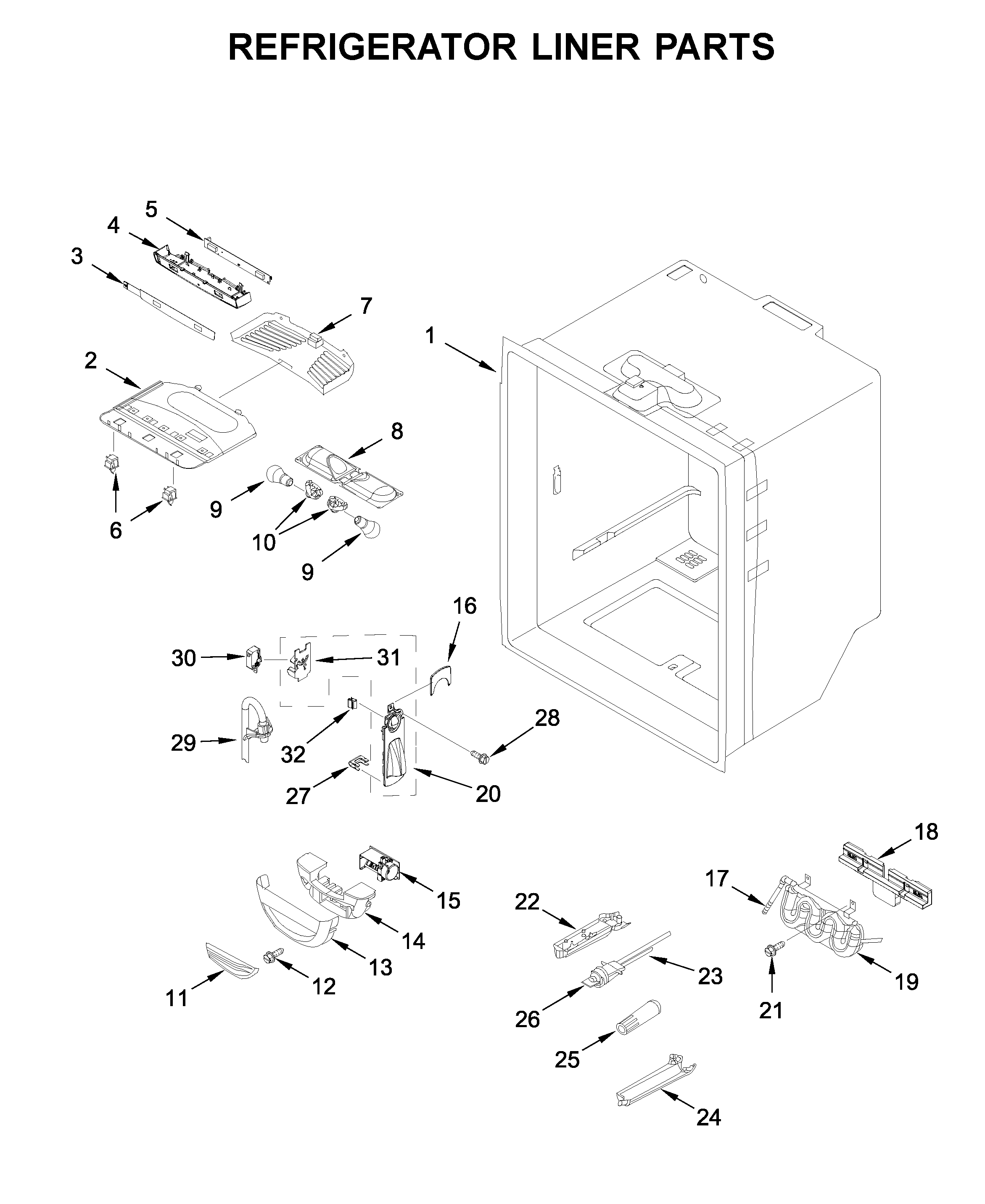 Refrigerator liner parts