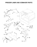 Freezer liner and icemaker parts
