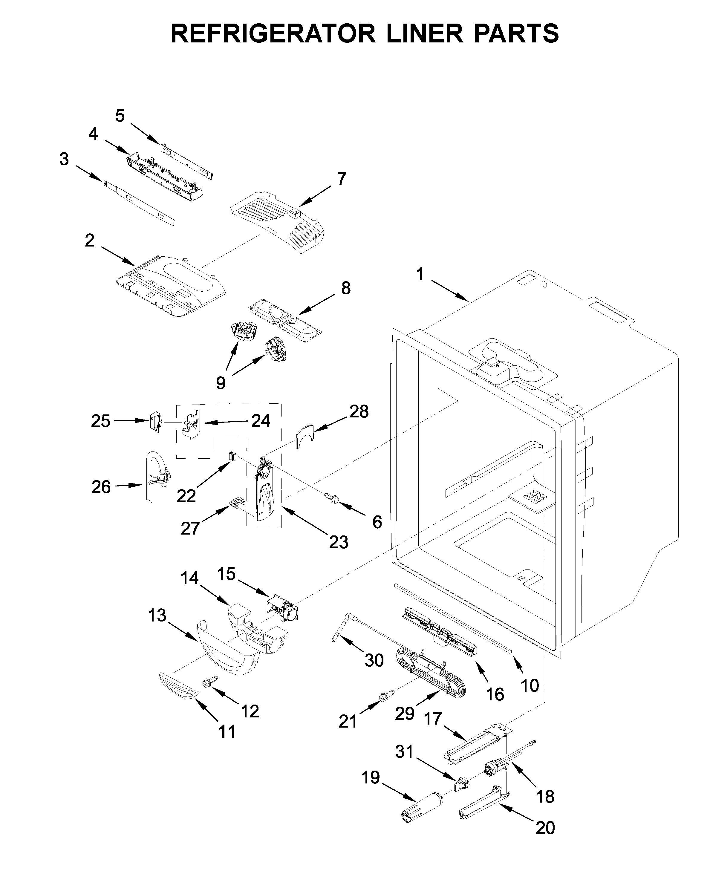 Refrigerator liner parts