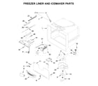 Whirlpool WRF532SMHZ02 freezer liner and icemaker parts diagram