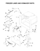 Freezer liner and icemaker parts