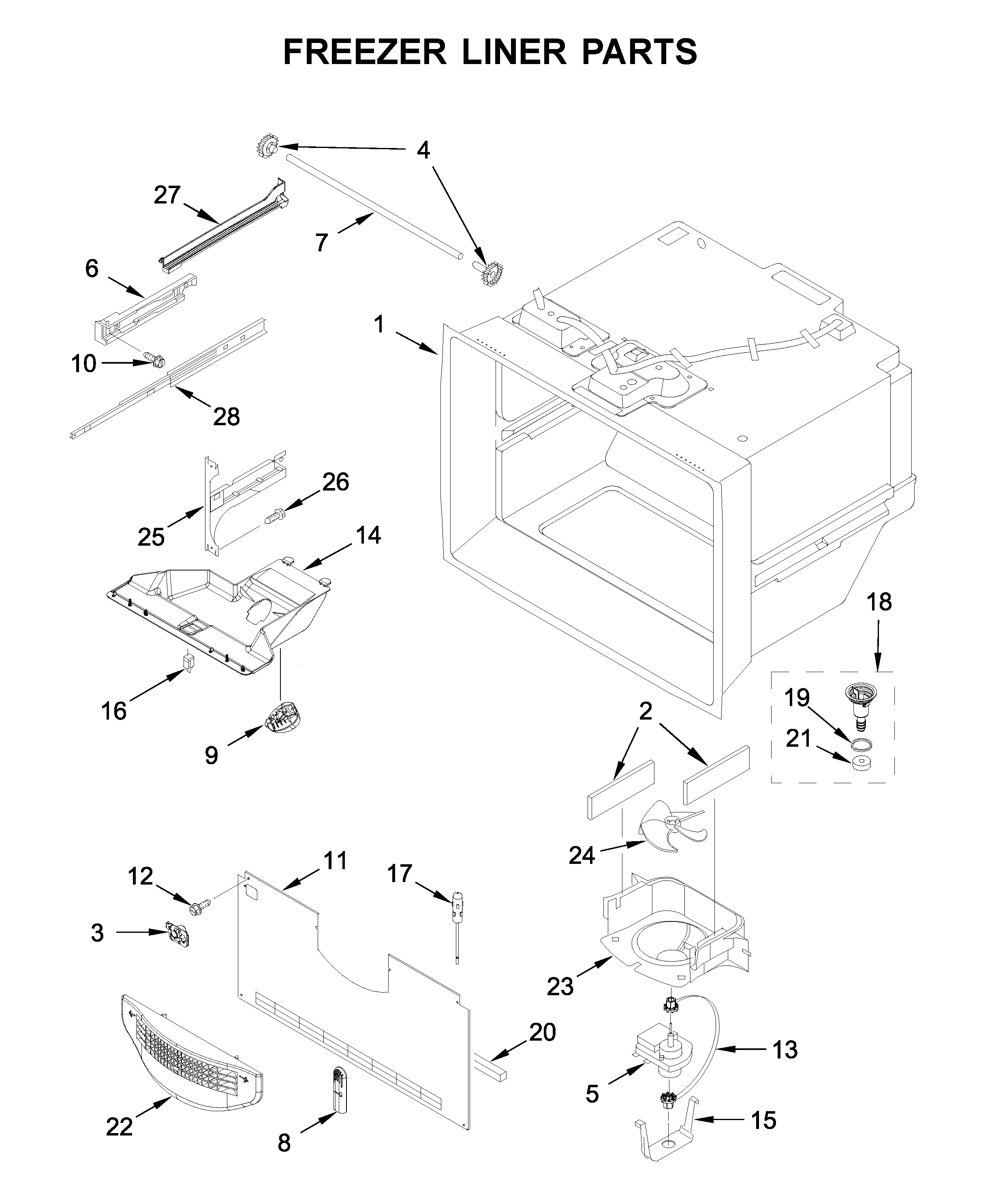 Freezer liner parts