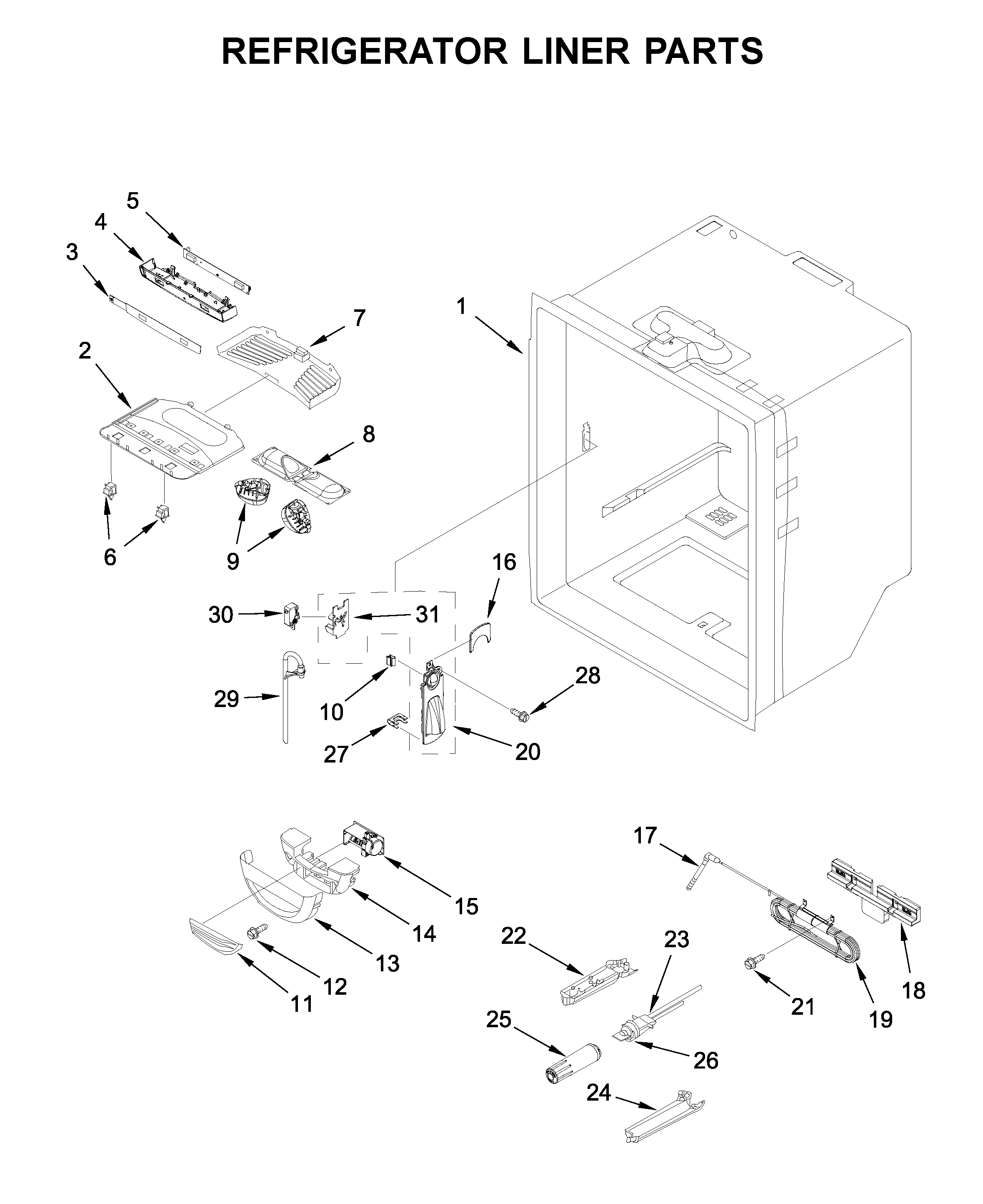 Refrigerator liner parts