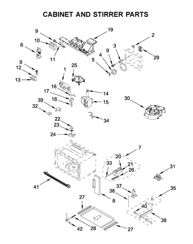 Cabinet and stirrer parts