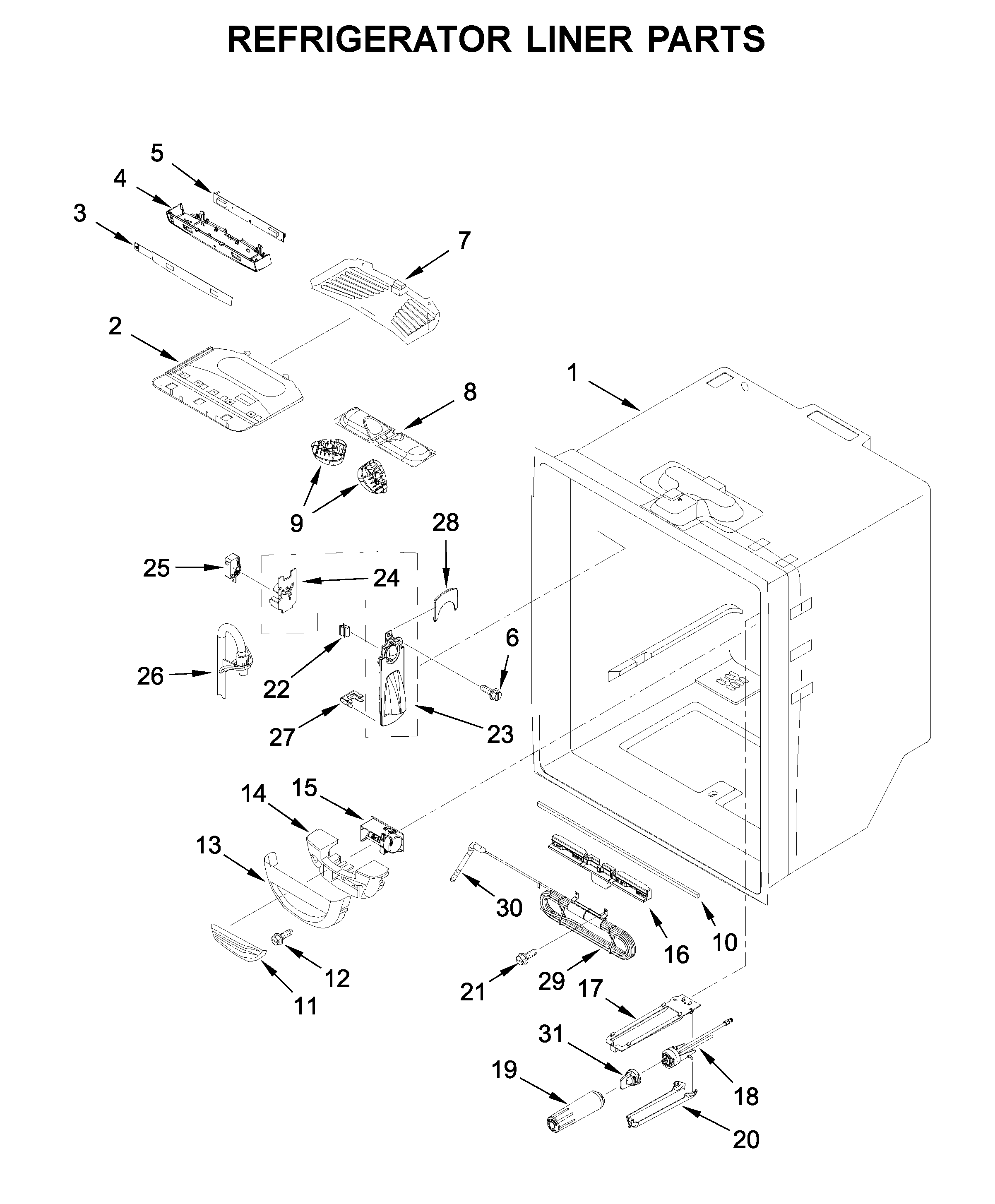 Refrigerator liner parts