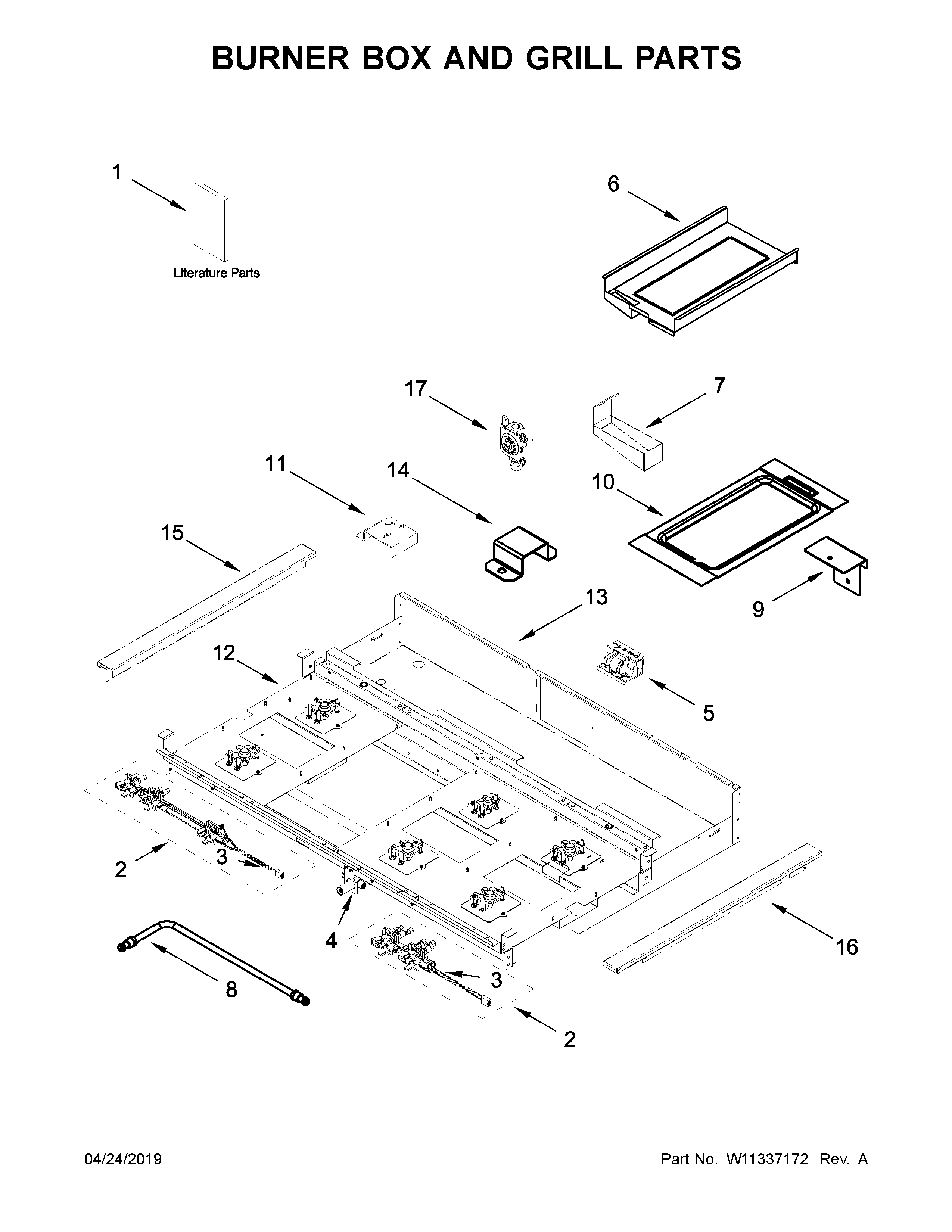 Burner box and grill parts