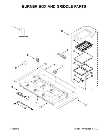 Burner box and griddle parts