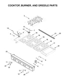 Cooktop, burner, and griddle parts