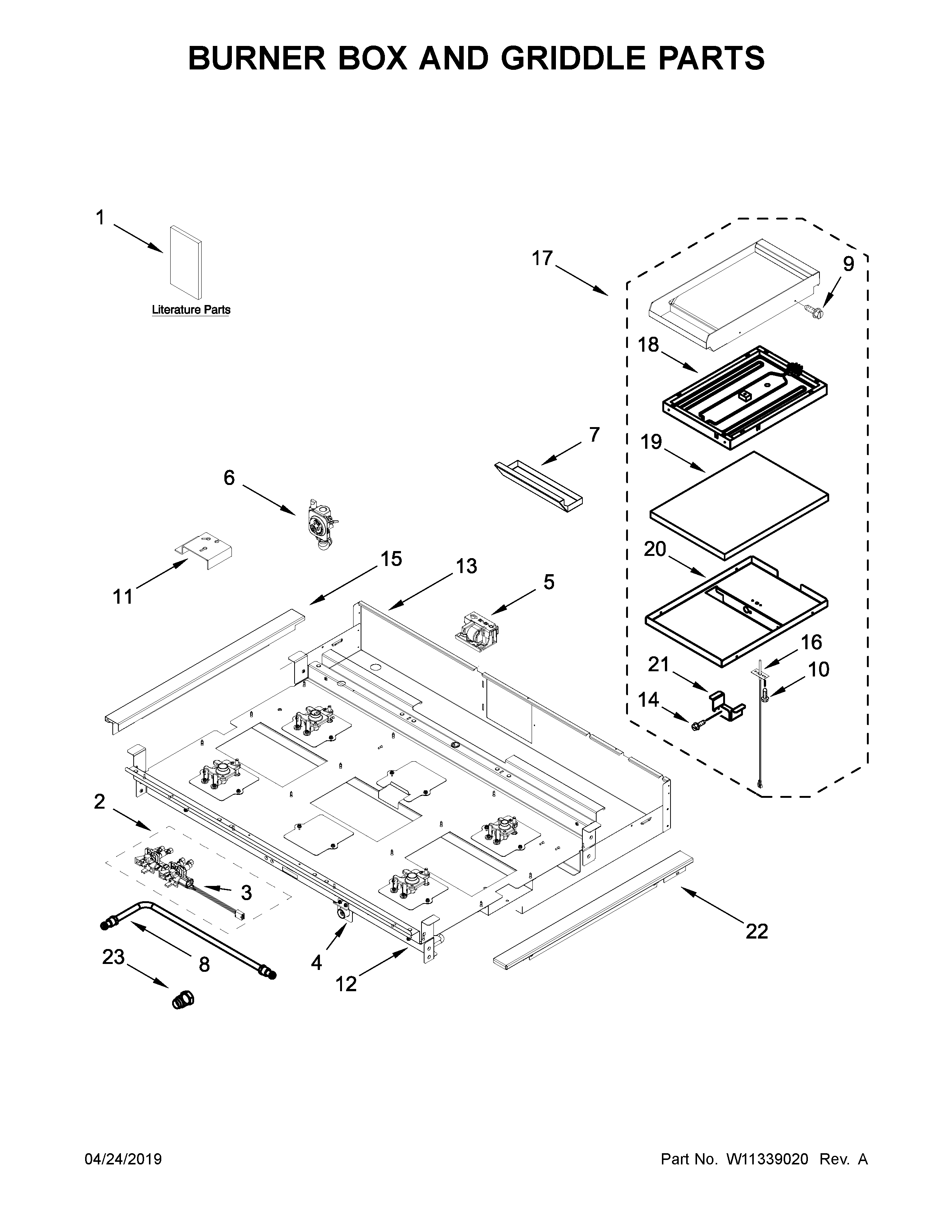 Burner box and griddle parts