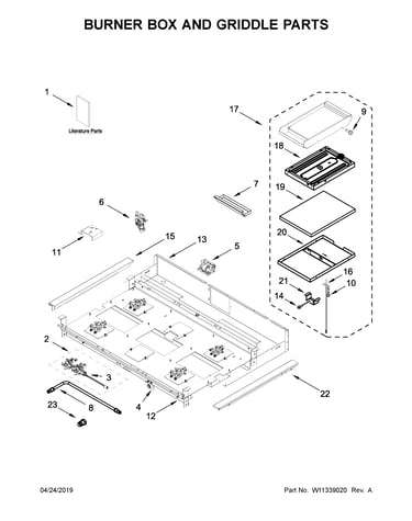 Burner box and griddle parts
