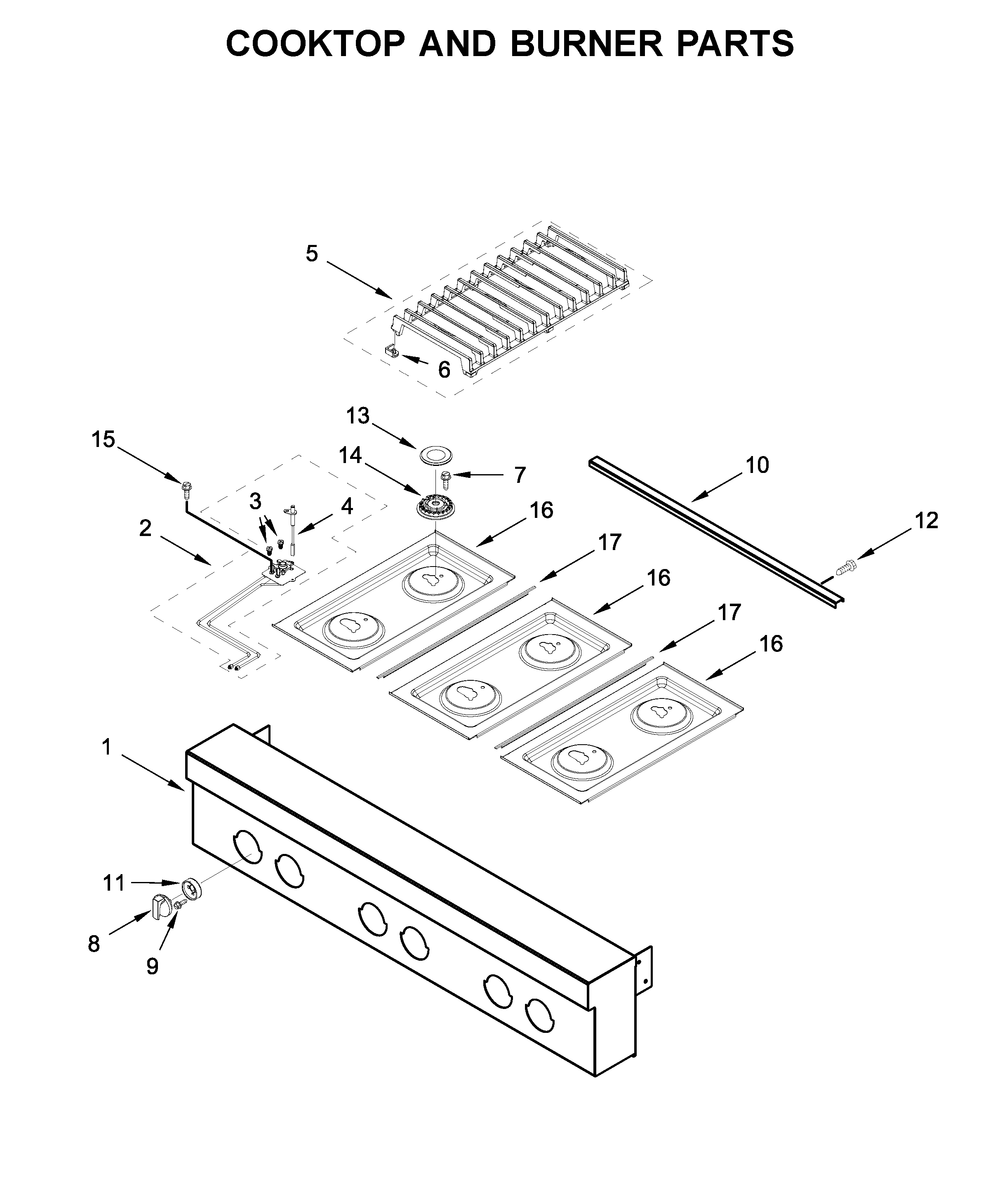 Cooktop and burner parts