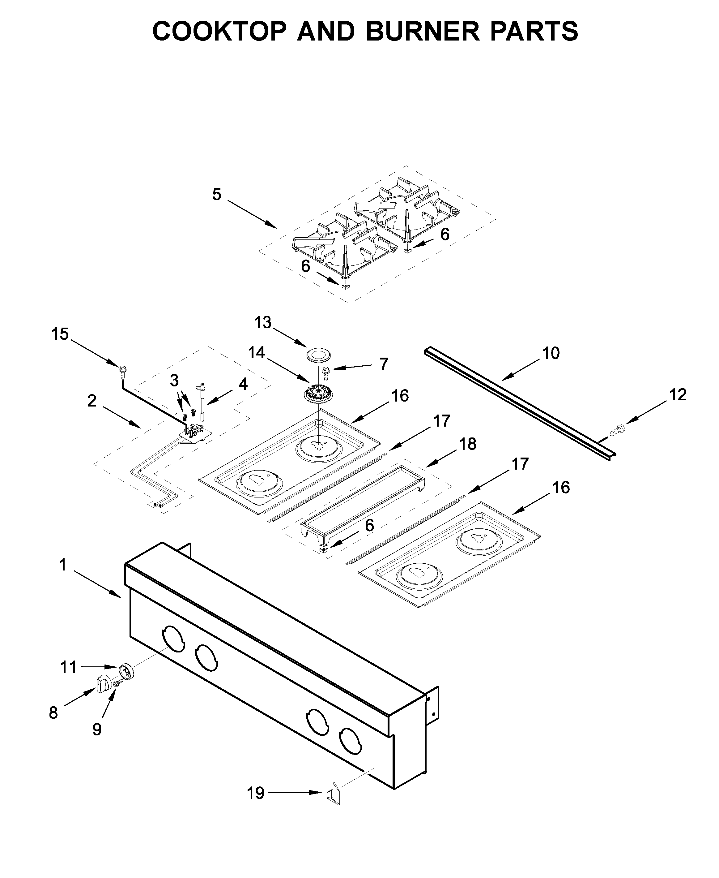 Cooktop and burner parts