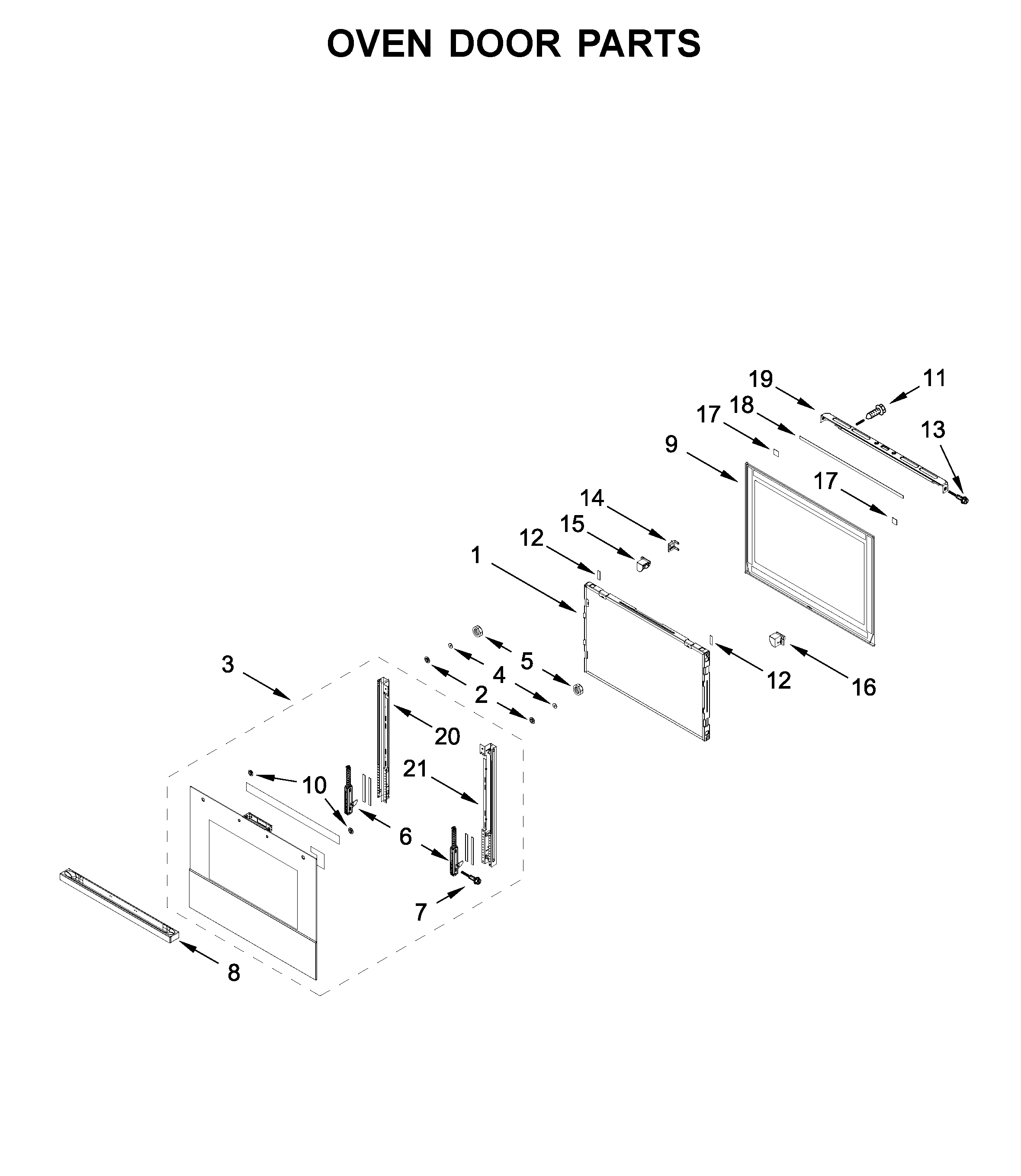 Oven door parts