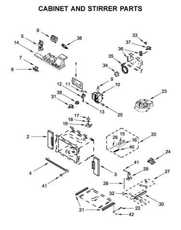 Cabinet and stirrer parts
