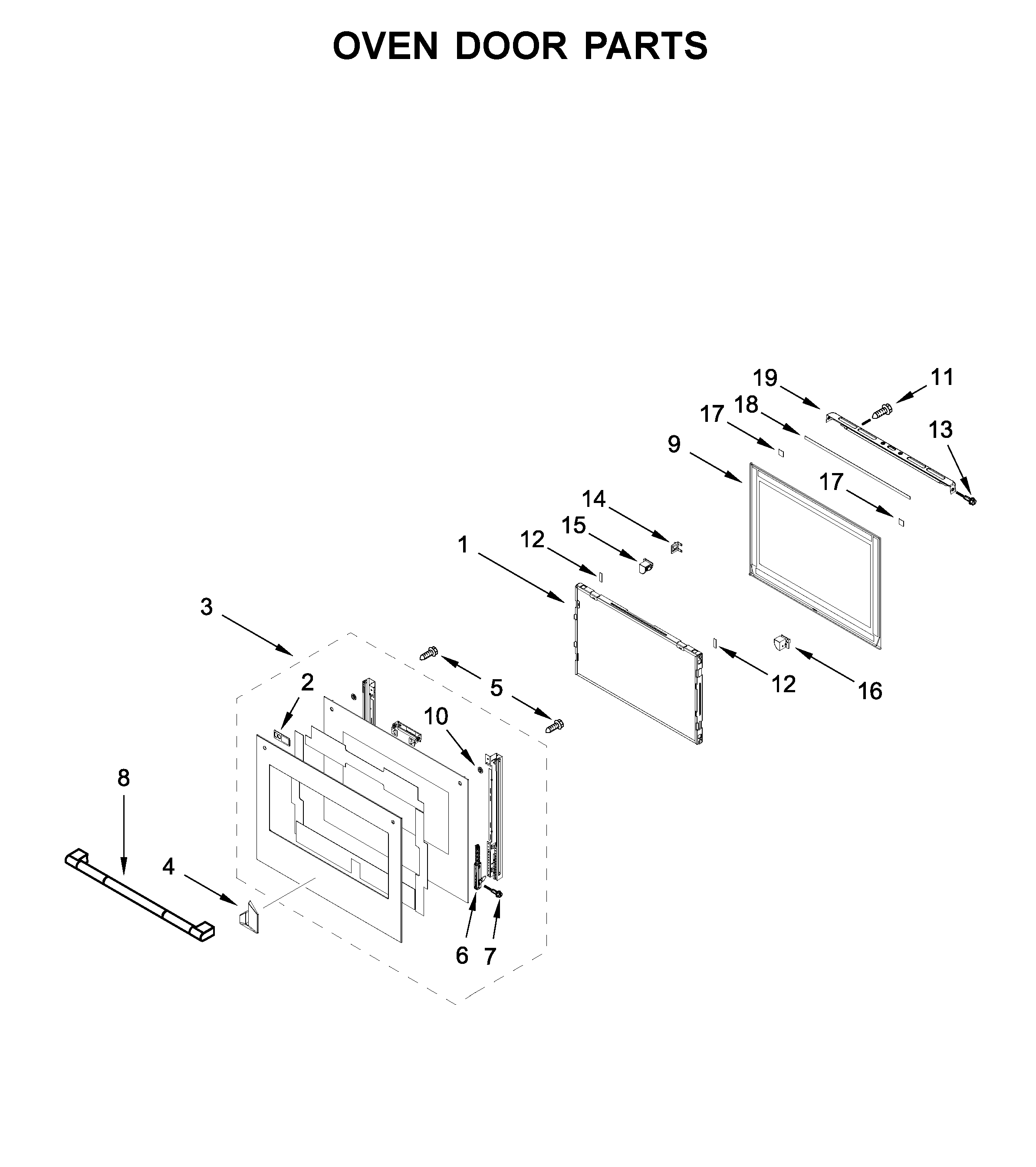 Oven door parts
