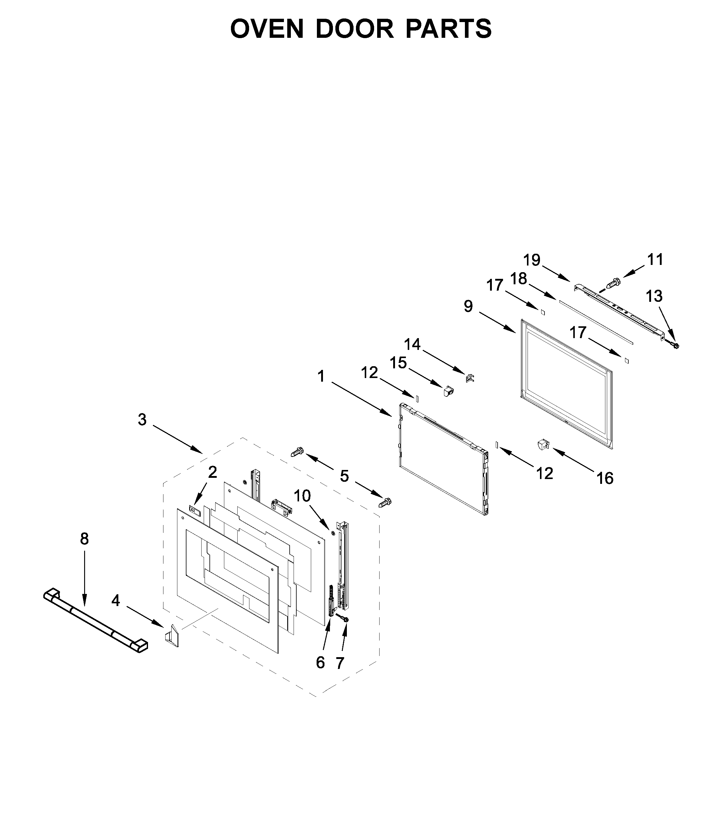 Oven door parts
