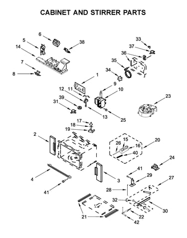 Cabinet and stirrer parts