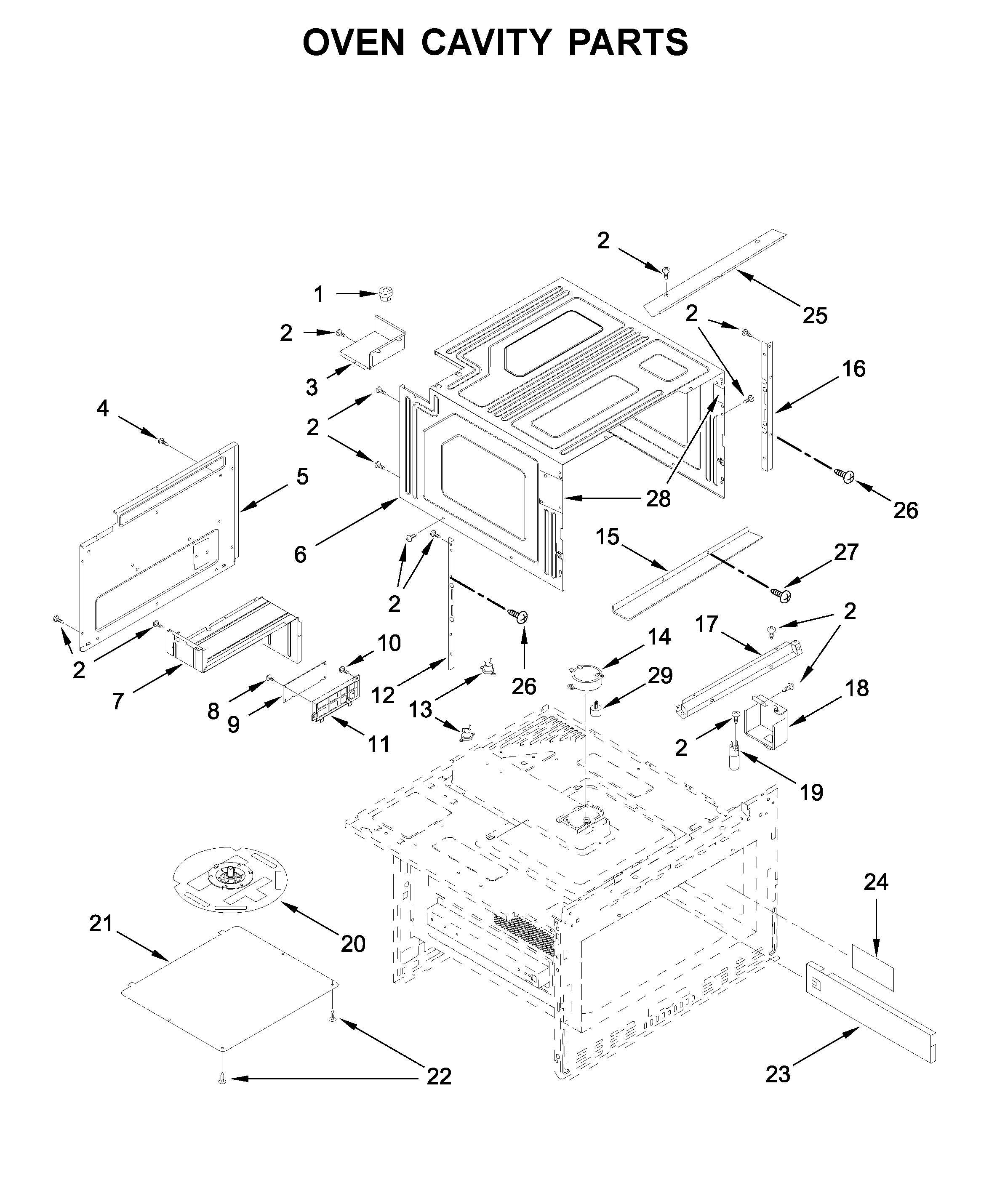 Oven cavity parts