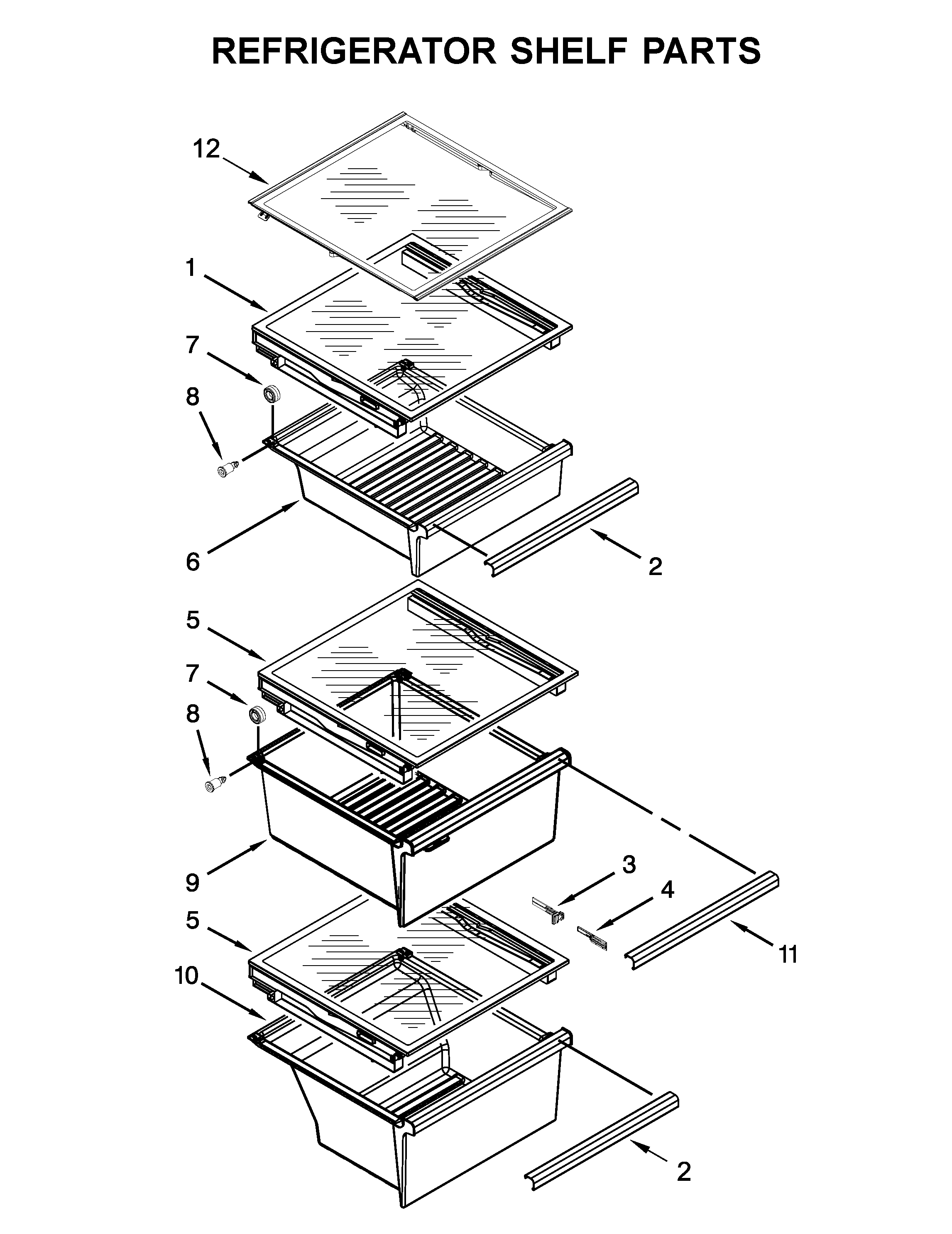 Refrigerator shelf parts