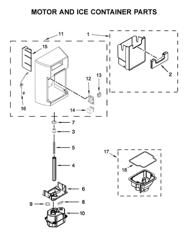 Motor and ice container parts