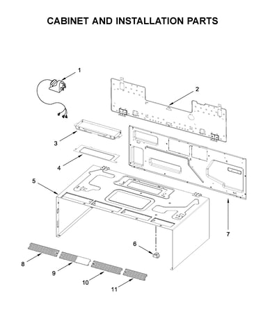Cabinet and installation parts