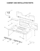 Cabinet and installation parts