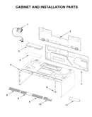 Cabinet and installation parts