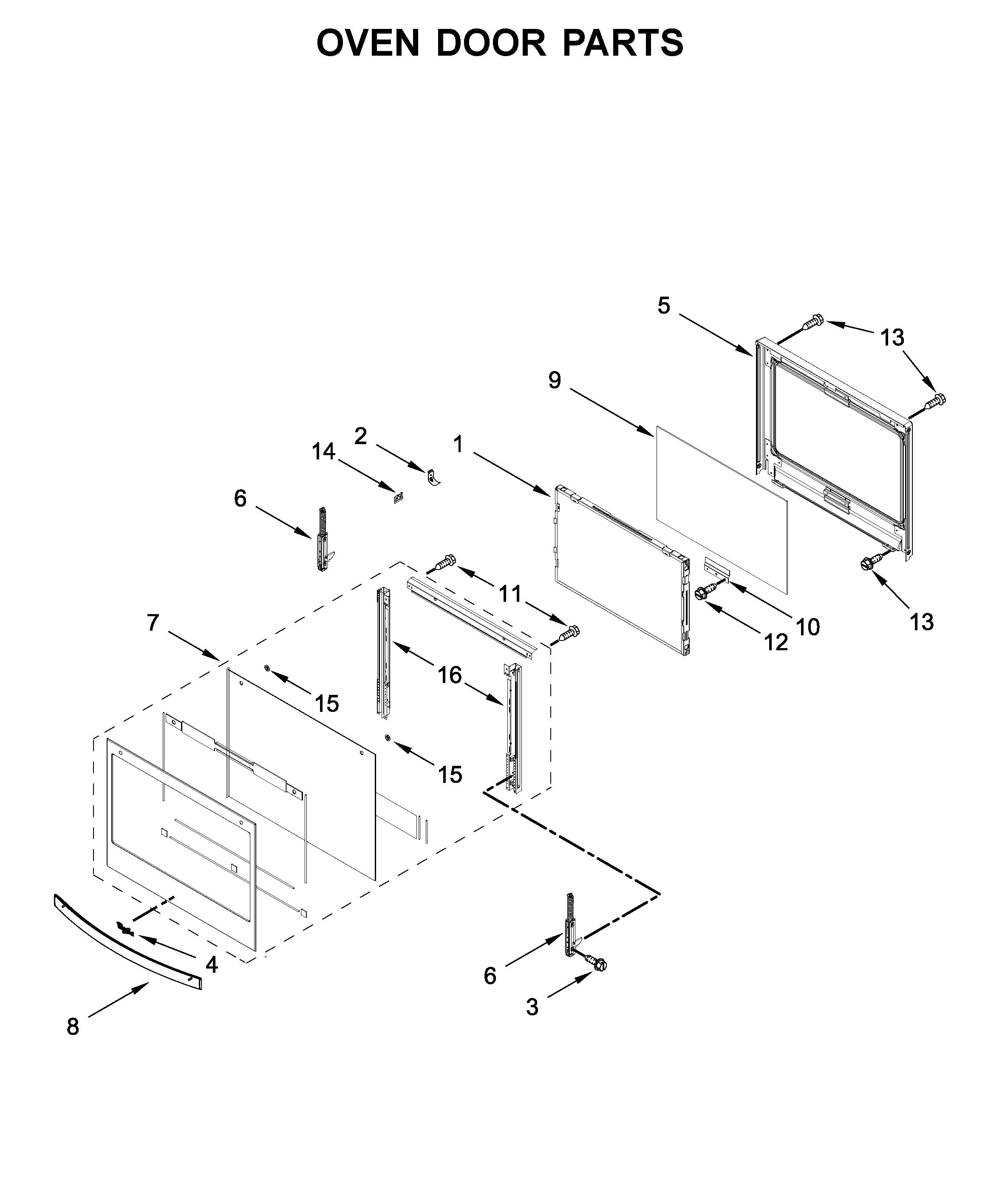 Oven door parts
