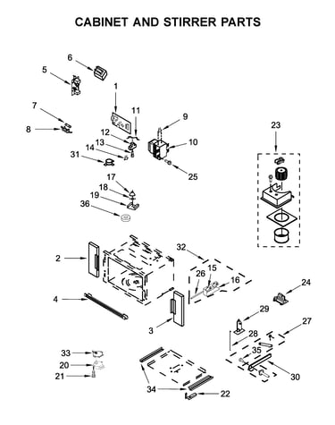 Cabinet and stirrer parts