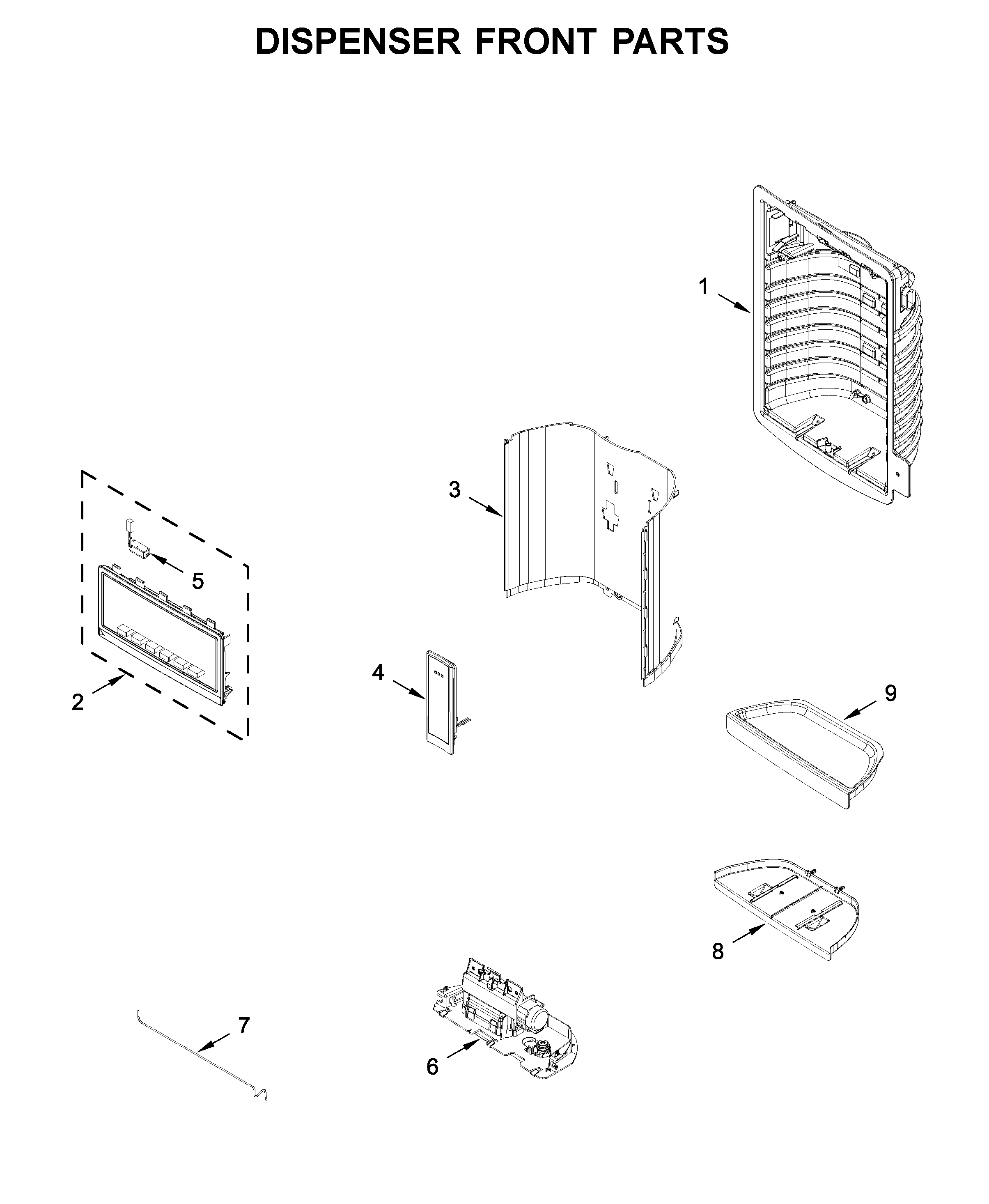 Dispenser front parts