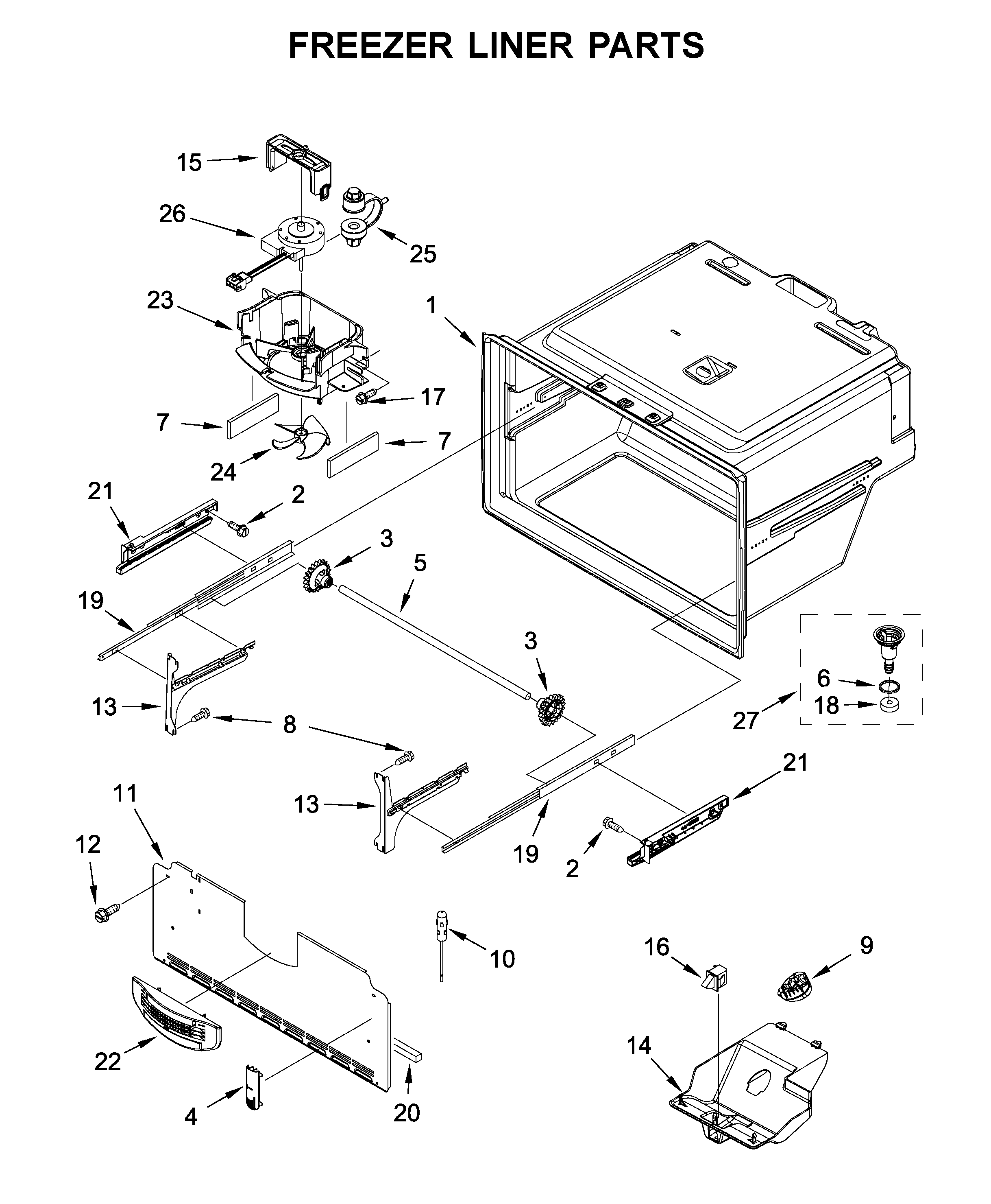 Freezer liner parts