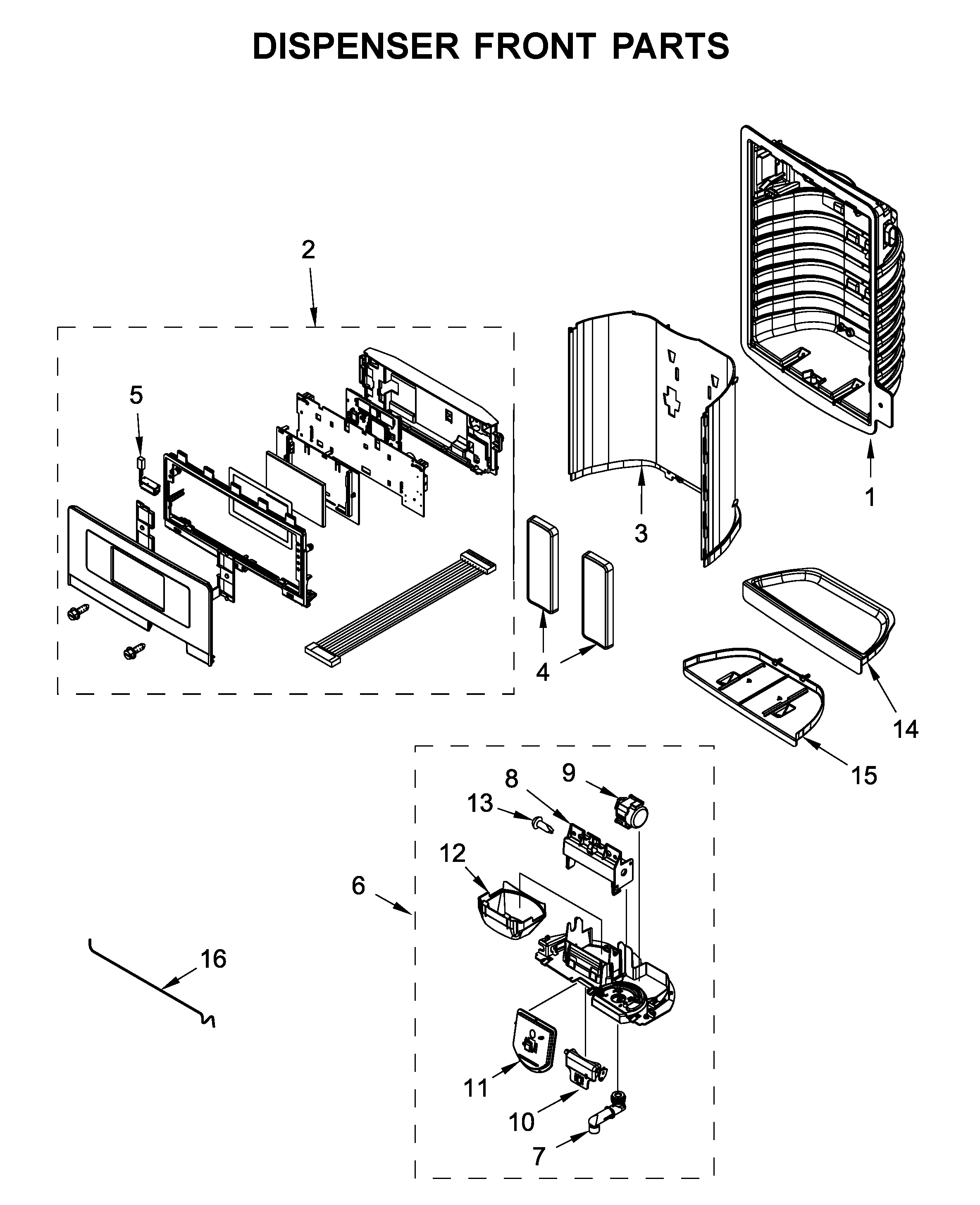 Dispenser front parts