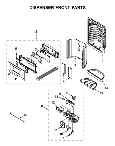 Dispenser front parts