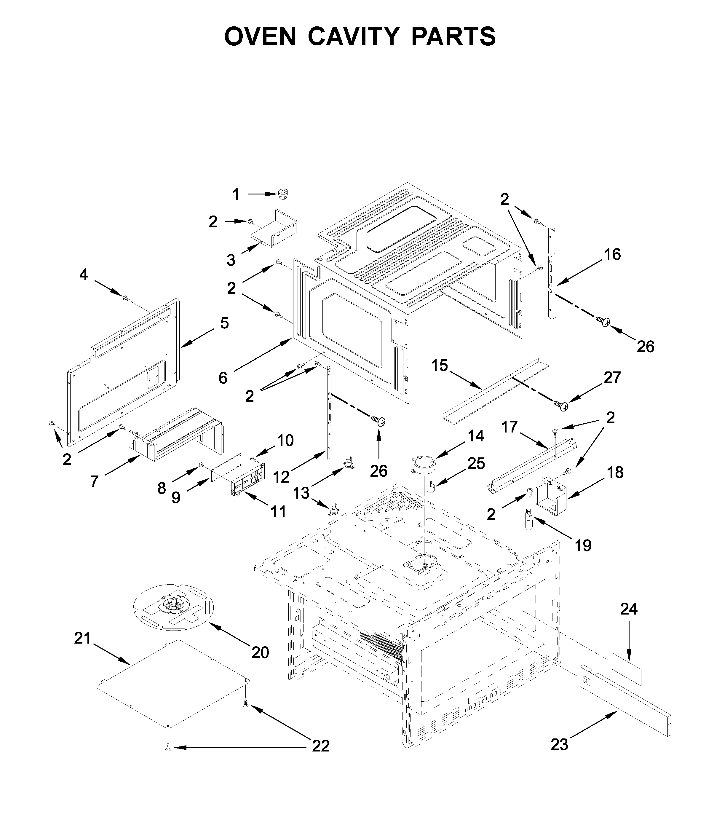Oven cavity parts