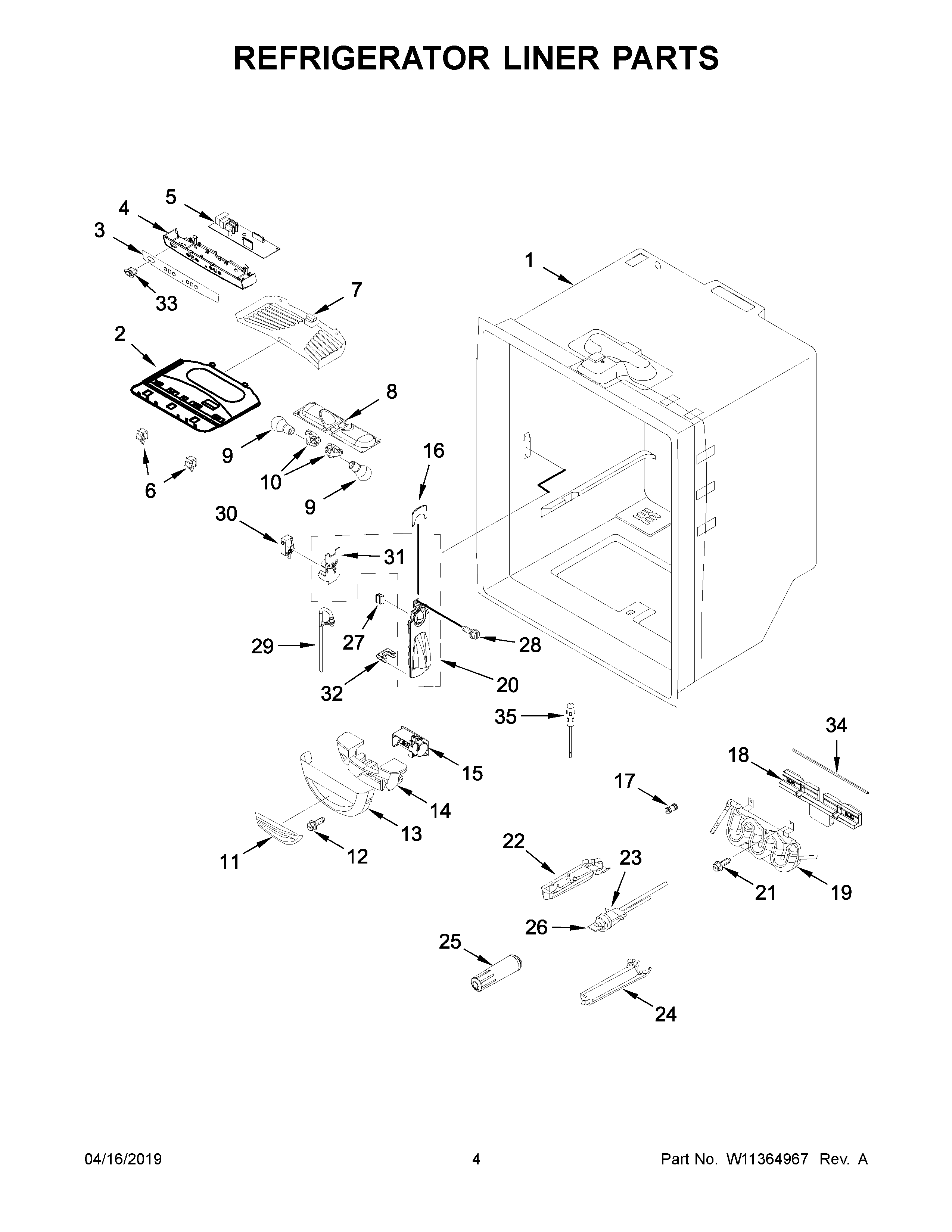 Refrigerator liner parts