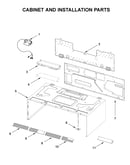 Cabinet and installation parts