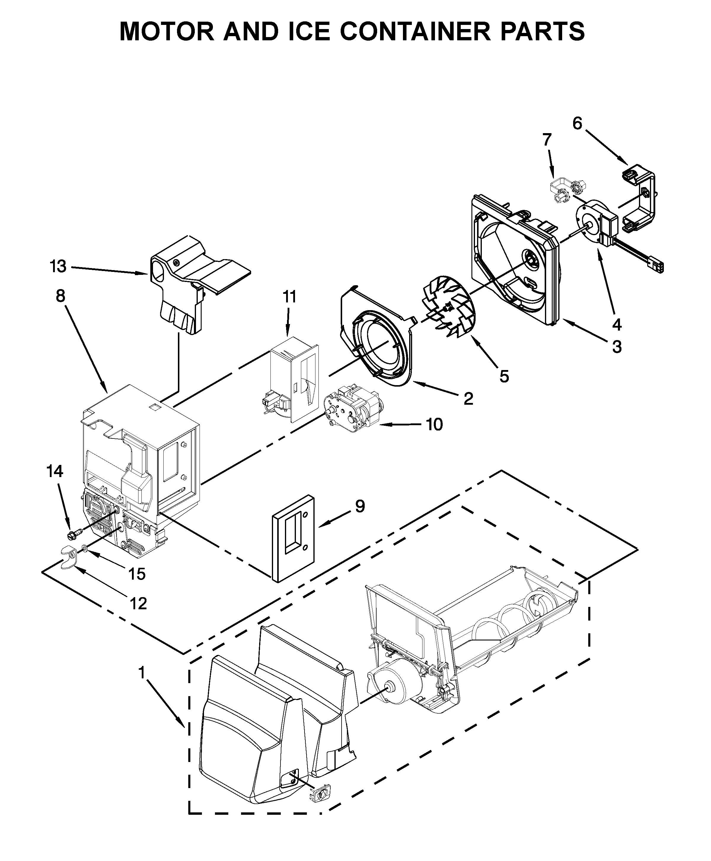 Motor and ice container parts