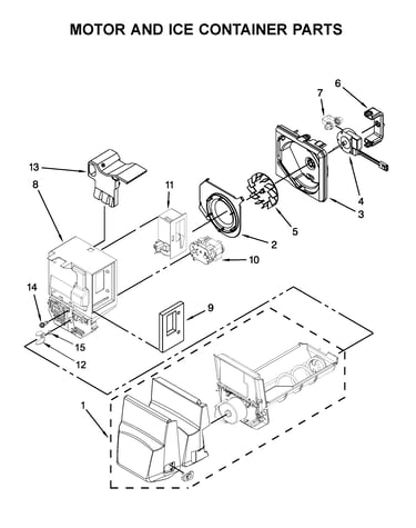 Motor and ice container parts