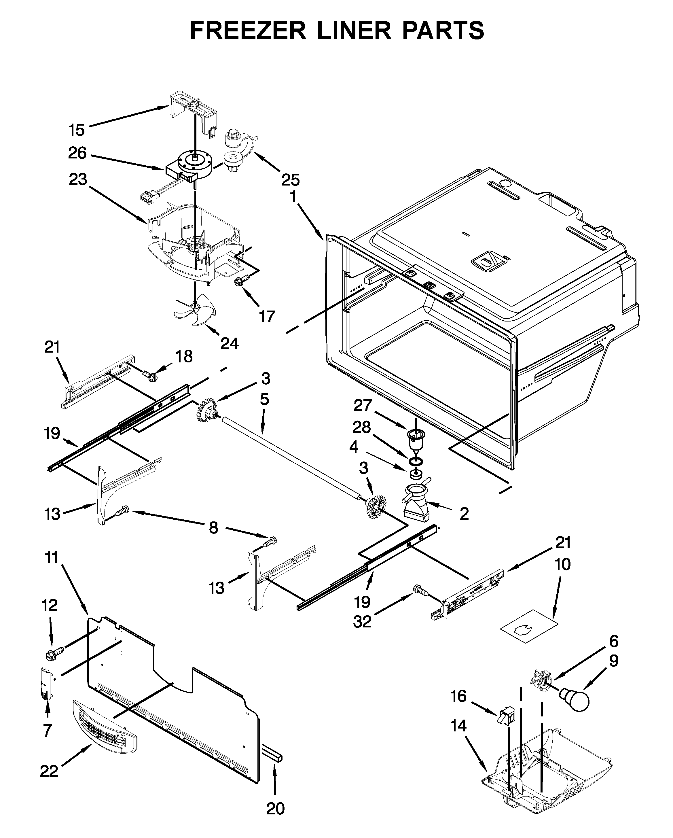 Freezer liner parts