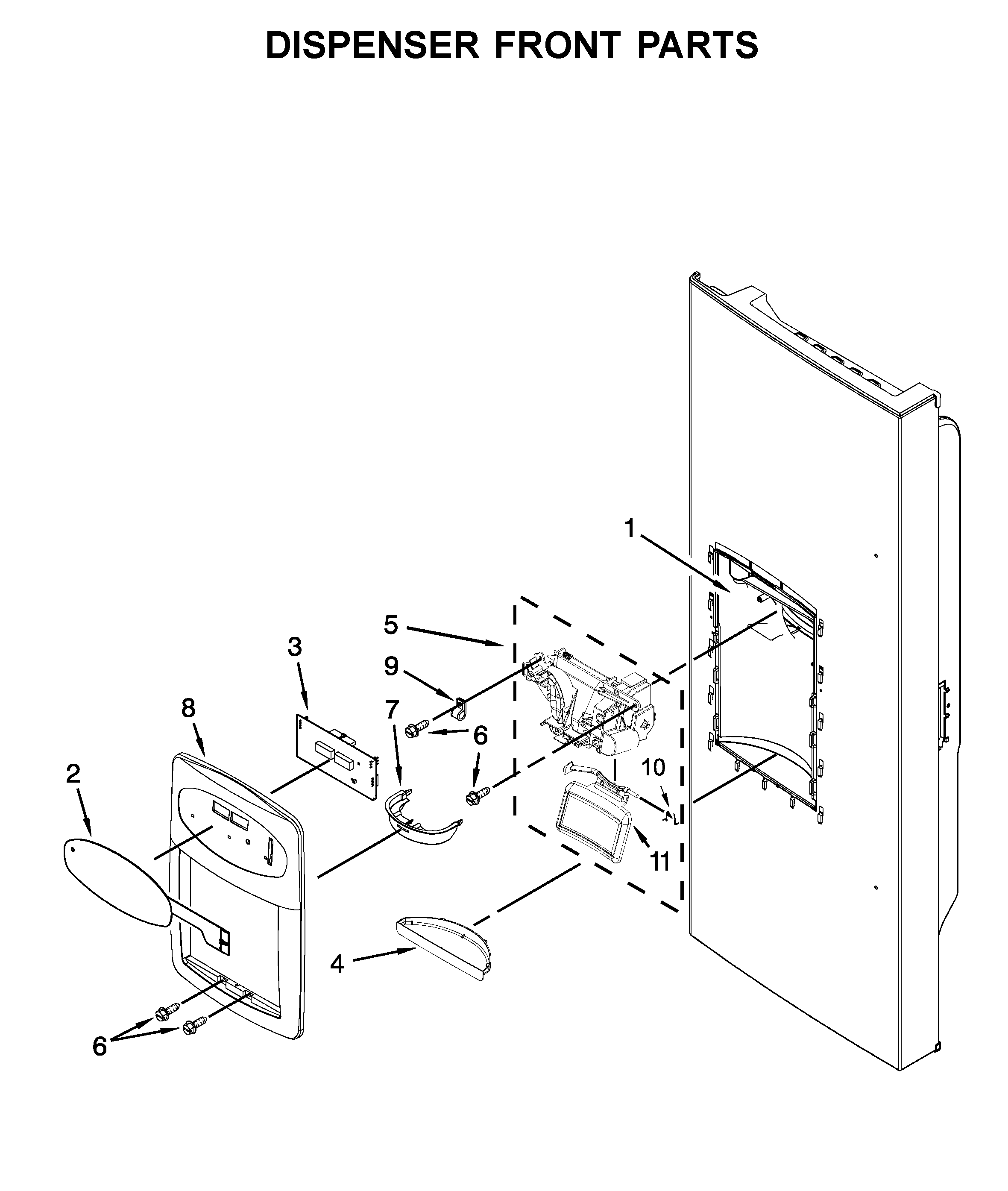 Dispenser front parts