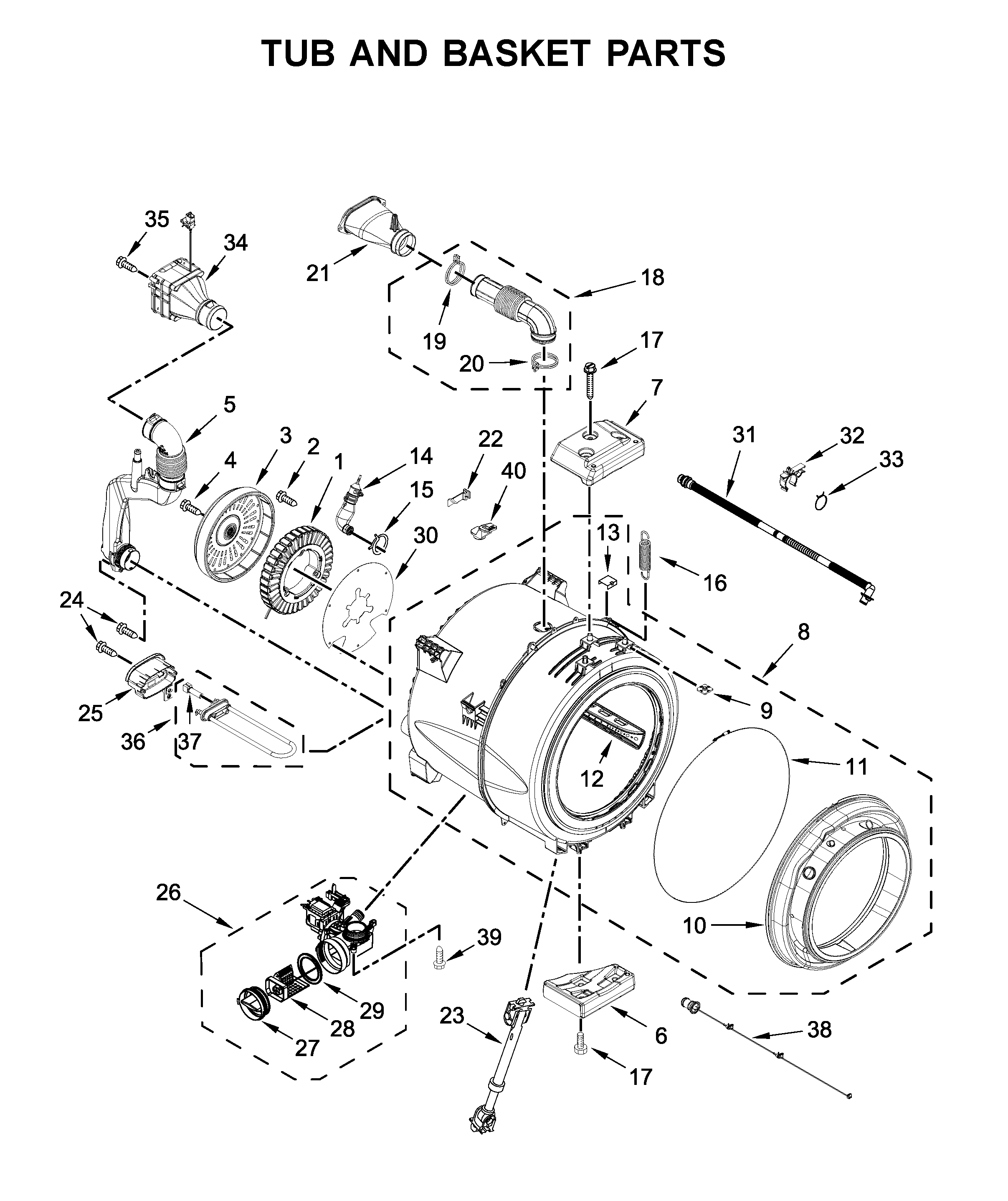 Tub and basket parts